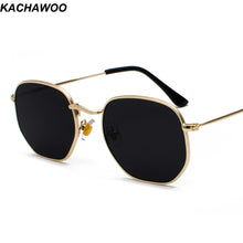 Load image into Gallery viewer, Kachawoo vintage gold sunglasses men square metal frame silver brown black small sun glasses female unisex summer style