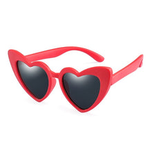 Load image into Gallery viewer, LongKeeper baby girl sunglasses for children heart 2019 TR90 black pink red heart sun glasses for kids